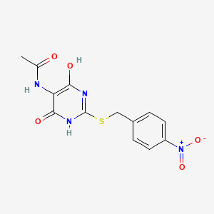 molecular formula C13H12N4O5S B5225347 N-{4,6-dihydroxy-2-[(4-nitrobenzyl)thio]-5-pyrimidinyl}acetamide 
