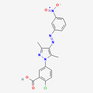 molecular formula C18H14ClN5O4 B5225387 2-chloro-5-{3,5-dimethyl-4-[(3-nitrophenyl)diazenyl]-1H-pyrazol-1-yl}benzoic acid 