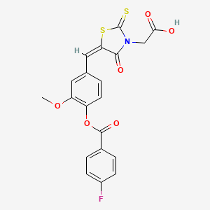 (5-{4-[(4-fluorobenzoyl)oxy]-3-methoxybenzylidene}-4-oxo-2-thioxo-1,3-thiazolidin-3-yl)acetic acid