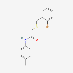 molecular formula C16H16BrNOS B5225450 2-[(2-bromobenzyl)thio]-N-(4-methylphenyl)acetamide 
