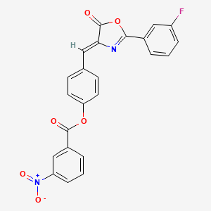 4-{[2-(3-fluorophenyl)-5-oxo-1,3-oxazol-4(5H)-ylidene]methyl}phenyl 3-nitrobenzoate