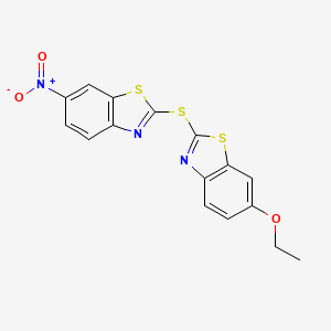 molecular formula C16H11N3O3S3 B5225504 6-ethoxy-2-[(6-nitro-1,3-benzothiazol-2-yl)thio]-1,3-benzothiazole 