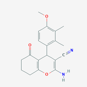 molecular formula C19H20N2O3 B5225529 2-amino-4-(4-methoxy-2,3-dimethylphenyl)-5-oxo-5,6,7,8-tetrahydro-4H-chromene-3-carbonitrile 