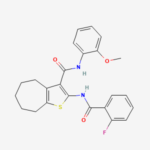 molecular formula C24H23FN2O3S B5225536 2-[(2-fluorobenzoyl)amino]-N-(2-methoxyphenyl)-5,6,7,8-tetrahydro-4H-cyclohepta[b]thiophene-3-carboxamide 