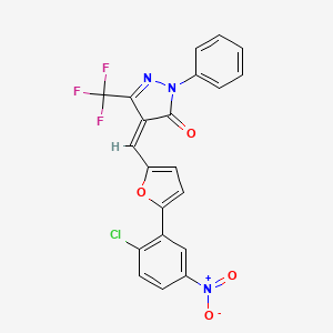 molecular formula C21H11ClF3N3O4 B5225577 4-{[5-(2-chloro-5-nitrophenyl)-2-furyl]methylene}-2-phenyl-5-(trifluoromethyl)-2,4-dihydro-3H-pyrazol-3-one 