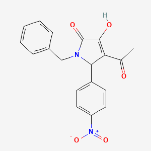 molecular formula C19H16N2O5 B5225584 4-acetyl-1-benzyl-3-hydroxy-5-(4-nitrophenyl)-1,5-dihydro-2H-pyrrol-2-one 