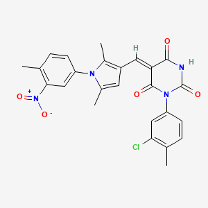 molecular formula C25H21ClN4O5 B5225592 1-(3-chloro-4-methylphenyl)-5-{[2,5-dimethyl-1-(4-methyl-3-nitrophenyl)-1H-pyrrol-3-yl]methylene}-2,4,6(1H,3H,5H)-pyrimidinetrione 
