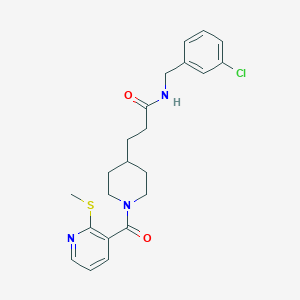 molecular formula C22H26ClN3O2S B5225599 N-(3-chlorobenzyl)-3-(1-{[2-(methylthio)-3-pyridinyl]carbonyl}-4-piperidinyl)propanamide 