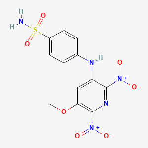 molecular formula C12H11N5O7S B5225629 4-[(5-methoxy-2,6-dinitro-3-pyridinyl)amino]benzenesulfonamide 