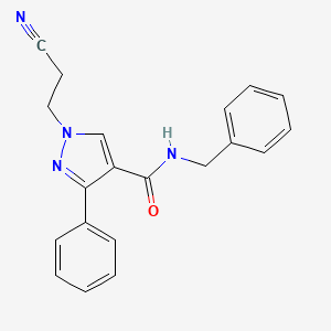 molecular formula C20H18N4O B5225654 N-benzyl-1-(2-cyanoethyl)-3-phenyl-1H-pyrazole-4-carboxamide 