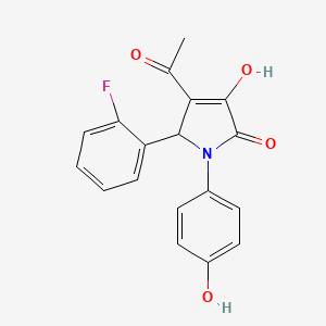 molecular formula C18H14FNO4 B5225673 4-acetyl-5-(2-fluorophenyl)-3-hydroxy-1-(4-hydroxyphenyl)-1,5-dihydro-2H-pyrrol-2-one 