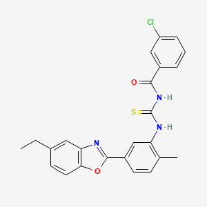 molecular formula C24H20ClN3O2S B5225678 3-chloro-N-({[5-(5-ethyl-1,3-benzoxazol-2-yl)-2-methylphenyl]amino}carbonothioyl)benzamide 