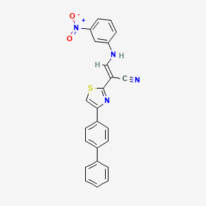 molecular formula C24H16N4O2S B5225693 2-[4-(4-biphenylyl)-1,3-thiazol-2-yl]-3-[(3-nitrophenyl)amino]acrylonitrile 