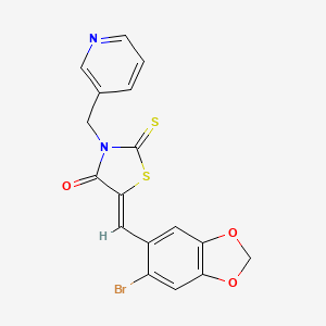 5-[(6-bromo-1,3-benzodioxol-5-yl)methylene]-3-(3-pyridinylmethyl)-2-thioxo-1,3-thiazolidin-4-one