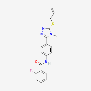 molecular formula C19H17FN4OS B5225779 N-{4-[5-(allylthio)-4-methyl-4H-1,2,4-triazol-3-yl]phenyl}-2-fluorobenzamide 