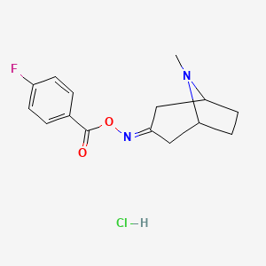 molecular formula C15H18ClFN2O2 B5225807 8-methyl-8-azabicyclo[3.2.1]octan-3-one O-(4-fluorobenzoyl)oxime hydrochloride 