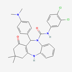 N-(3,4-dichlorophenyl)-11-[4-(dimethylamino)phenyl]-3,3-dimethyl-1-oxo-1,2,3,4,5,11-hexahydro-10H-dibenzo[b,e][1,4]diazepine-10-carboxamide