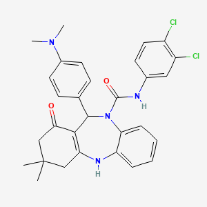 molecular formula C30H30Cl2N4O2 B5225860 N-(3,4-dichlorophenyl)-11-[4-(dimethylamino)phenyl]-3,3-dimethyl-1-oxo-1,2,3,4,5,11-hexahydro-10H-dibenzo[b,e][1,4]diazepine-10-carboxamide 