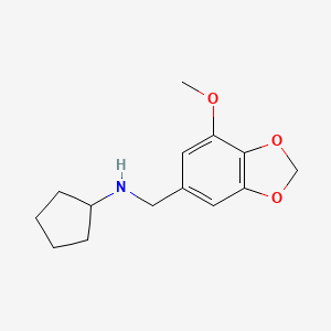 molecular formula C14H19NO3 B5225866 N-[(7-methoxy-1,3-benzodioxol-5-yl)methyl]cyclopentanamine 