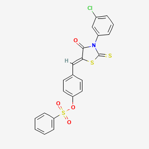 molecular formula C22H14ClNO4S3 B5225878 4-{[3-(3-chlorophenyl)-4-oxo-2-thioxo-1,3-thiazolidin-5-ylidene]methyl}phenyl benzenesulfonate 