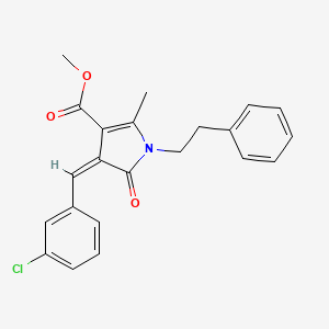 molecular formula C22H20ClNO3 B5225886 methyl 4-(3-chlorobenzylidene)-2-methyl-5-oxo-1-(2-phenylethyl)-4,5-dihydro-1H-pyrrole-3-carboxylate 