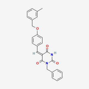 molecular formula C26H22N2O4 B5225896 1-benzyl-5-{4-[(3-methylbenzyl)oxy]benzylidene}-2,4,6(1H,3H,5H)-pyrimidinetrione 