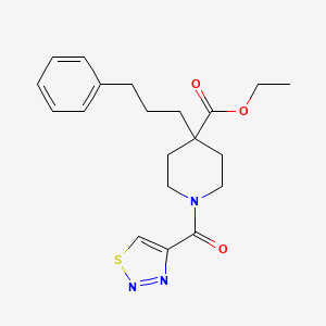 molecular formula C20H25N3O3S B5225906 ethyl 4-(3-phenylpropyl)-1-(1,2,3-thiadiazol-4-ylcarbonyl)-4-piperidinecarboxylate 
