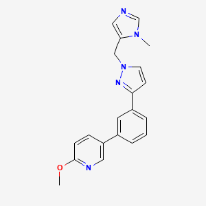 molecular formula C20H19N5O B5225934 2-methoxy-5-(3-{1-[(1-methyl-1H-imidazol-5-yl)methyl]-1H-pyrazol-3-yl}phenyl)pyridine 