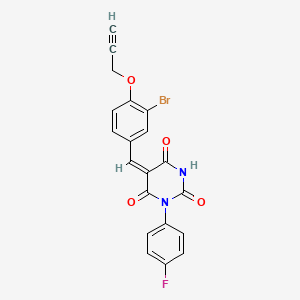 molecular formula C20H12BrFN2O4 B5225959 5-[3-bromo-4-(2-propyn-1-yloxy)benzylidene]-1-(4-fluorophenyl)-2,4,6(1H,3H,5H)-pyrimidinetrione 