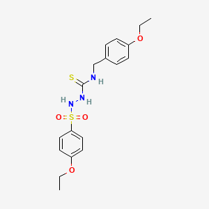 molecular formula C18H23N3O4S2 B5226055 N-(4-ethoxybenzyl)-2-[(4-ethoxyphenyl)sulfonyl]hydrazinecarbothioamide 