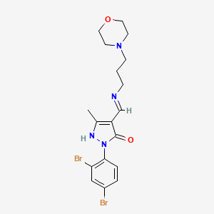 2-(2,4-dibromophenyl)-5-methyl-4-({[3-(4-morpholinyl)propyl]imino}methyl)-1,2-dihydro-3H-pyrazol-3-one
