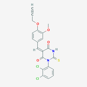 molecular formula C21H14Cl2N2O4S B5226104 1-(2,3-dichlorophenyl)-5-[3-methoxy-4-(2-propyn-1-yloxy)benzylidene]-2-thioxodihydro-4,6(1H,5H)-pyrimidinedione 