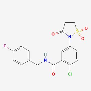 molecular formula C17H14ClFN2O4S B5226111 2-chloro-5-(1,1-dioxido-3-oxo-2-isothiazolidinyl)-N-(4-fluorobenzyl)benzamide 