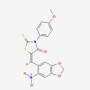 molecular formula C18H12N2O6S2 B5226119 3-(4-methoxyphenyl)-5-[(6-nitro-1,3-benzodioxol-5-yl)methylene]-2-thioxo-1,3-thiazolidin-4-one 