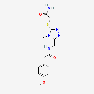 molecular formula C15H19N5O3S B5226162 N-({5-[(2-amino-2-oxoethyl)thio]-4-methyl-4H-1,2,4-triazol-3-yl}methyl)-2-(4-methoxyphenyl)acetamide 