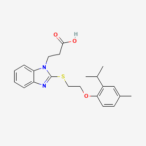 molecular formula C22H26N2O3S B5226304 3-(2-{[2-(2-isopropyl-4-methylphenoxy)ethyl]thio}-1H-benzimidazol-1-yl)propanoic acid 