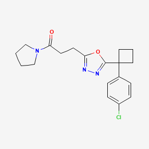 molecular formula C19H22ClN3O2 B5226359 2-[1-(4-chlorophenyl)cyclobutyl]-5-[3-oxo-3-(1-pyrrolidinyl)propyl]-1,3,4-oxadiazole 