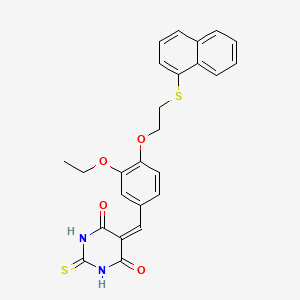 molecular formula C25H22N2O4S2 B5226388 5-{3-ethoxy-4-[2-(1-naphthylthio)ethoxy]benzylidene}-2-thioxodihydro-4,6(1H,5H)-pyrimidinedione CAS No. 6070-52-6