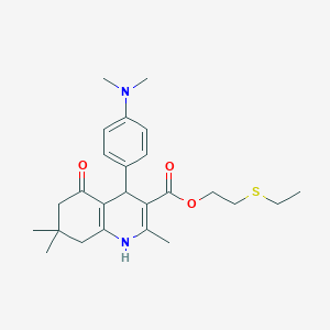 molecular formula C25H34N2O3S B5226417 2-(ethylthio)ethyl 4-[4-(dimethylamino)phenyl]-2,7,7-trimethyl-5-oxo-1,4,5,6,7,8-hexahydro-3-quinolinecarboxylate 