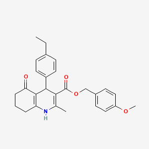 molecular formula C27H29NO4 B5226425 4-methoxybenzyl 4-(4-ethylphenyl)-2-methyl-5-oxo-1,4,5,6,7,8-hexahydro-3-quinolinecarboxylate 