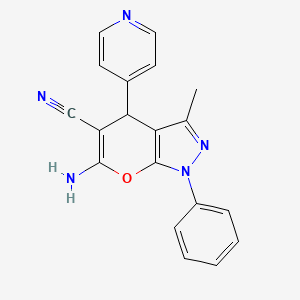6-amino-3-methyl-1-phenyl-4-(4-pyridinyl)-1,4-dihydropyrano[2,3-c]pyrazole-5-carbonitrile