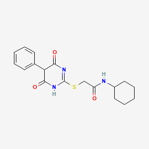 molecular formula C18H21N3O3S B5226500 N-cyclohexyl-2-[(4,6-dioxo-5-phenyl-1,4,5,6-tetrahydro-2-pyrimidinyl)thio]acetamide 