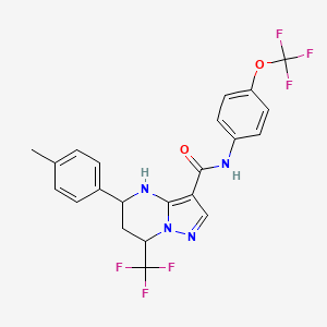 molecular formula C22H18F6N4O2 B5226509 5-(4-methylphenyl)-N-[4-(trifluoromethoxy)phenyl]-7-(trifluoromethyl)-4,5,6,7-tetrahydropyrazolo[1,5-a]pyrimidine-3-carboxamide 