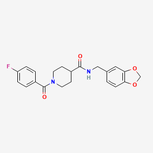 molecular formula C21H21FN2O4 B5226549 N-(1,3-benzodioxol-5-ylmethyl)-1-(4-fluorobenzoyl)-4-piperidinecarboxamide 