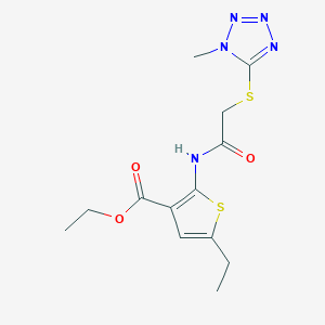 molecular formula C13H17N5O3S2 B5226603 ethyl 5-ethyl-2-({[(1-methyl-1H-tetrazol-5-yl)thio]acetyl}amino)-3-thiophenecarboxylate 