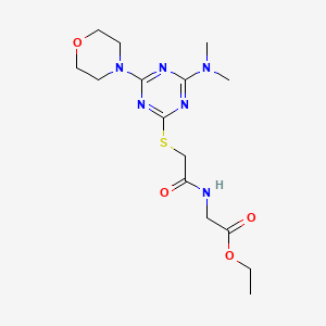 ethyl N-({[4-(dimethylamino)-6-(4-morpholinyl)-1,3,5-triazin-2-yl]thio}acetyl)glycinate