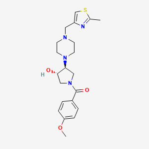 molecular formula C21H28N4O3S B5226763 (3S*,4S*)-1-(4-methoxybenzoyl)-4-{4-[(2-methyl-1,3-thiazol-4-yl)methyl]-1-piperazinyl}-3-pyrrolidinol 