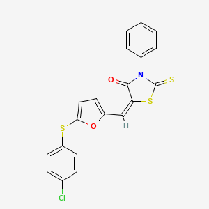molecular formula C20H12ClNO2S3 B5226775 5-({5-[(4-chlorophenyl)thio]-2-furyl}methylene)-3-phenyl-2-thioxo-1,3-thiazolidin-4-one 