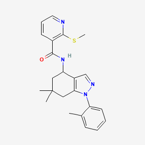 N-[6,6-dimethyl-1-(2-methylphenyl)-4,5,6,7-tetrahydro-1H-indazol-4-yl]-2-(methylthio)nicotinamide