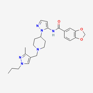 molecular formula C24H30N6O3 B5226842 N-(1-{1-[(3-methyl-1-propyl-1H-pyrazol-4-yl)methyl]-4-piperidinyl}-1H-pyrazol-5-yl)-1,3-benzodioxole-5-carboxamide 